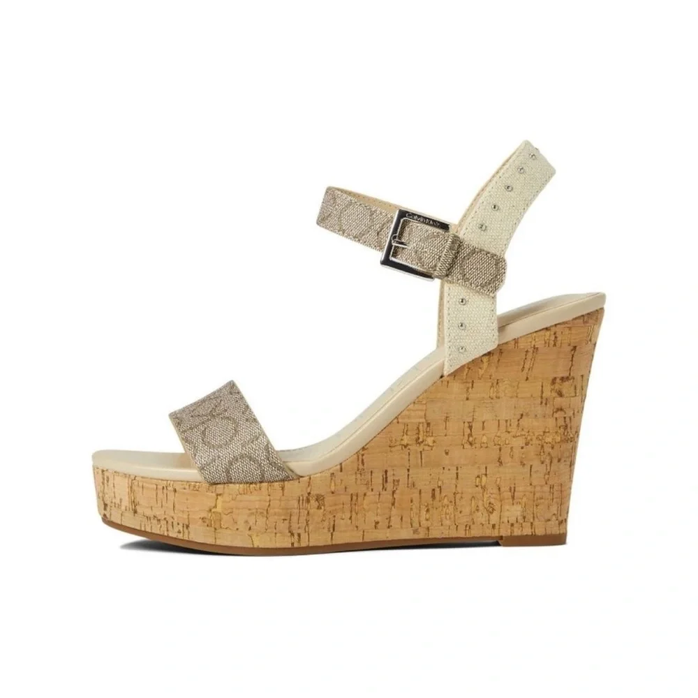 Brand New‎ Calvin Klein Karmona Sandals Natural Wedges. Size 8.5B